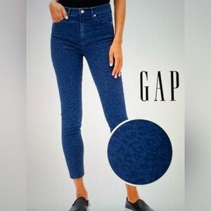 EUC GAP Women's Animal Print Legging Skimmer Blue Jeans Size 29